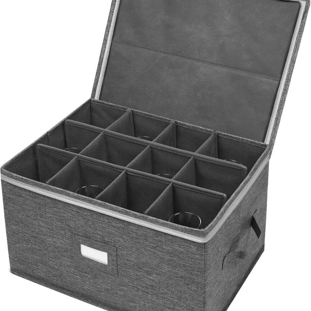Stemware Storage Cases, Wine Glass Storage Box Containers for Glassware or Cryst